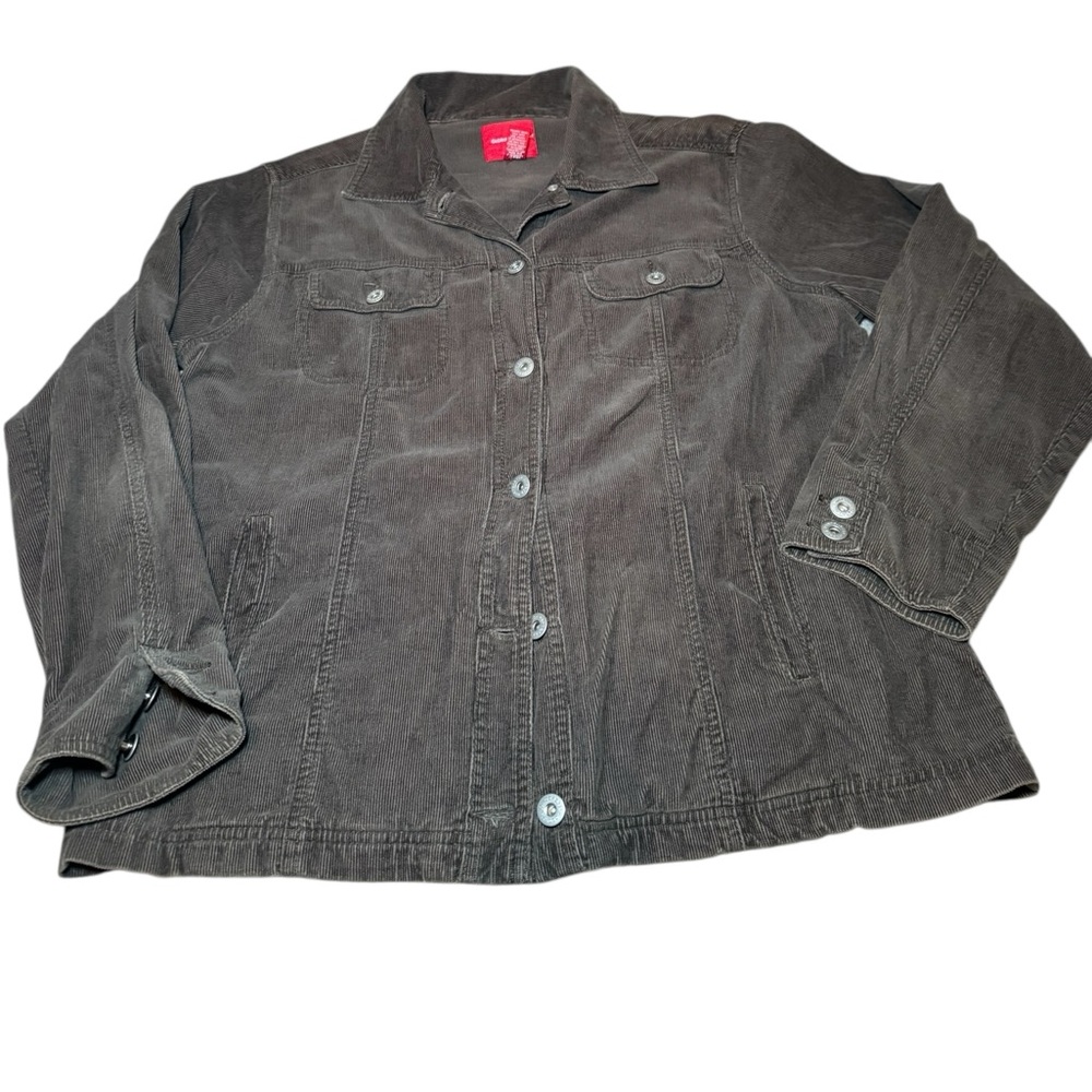 Gloria Vanderbilt Army Green Corduroy Jean Jacket Size XL